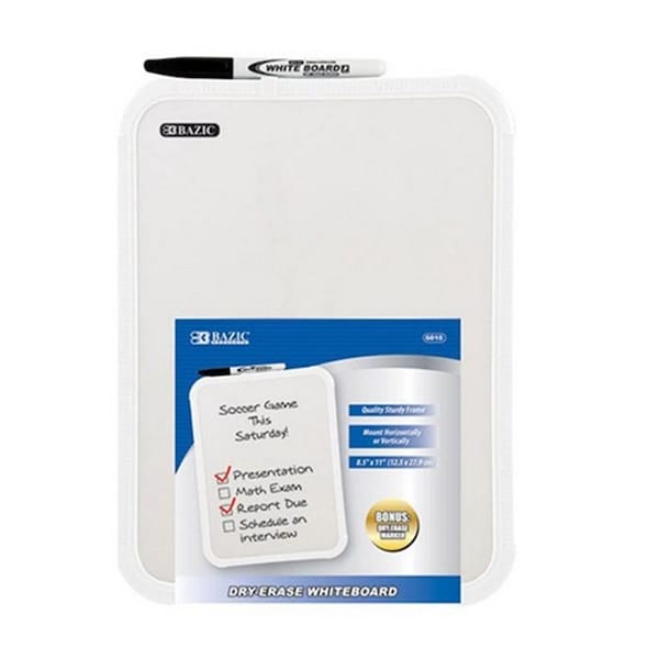 Bazic Products Bazic BAZIC 8.5-inch X 11-inch Dry Erase Board w/ Marker, 12PK 6010 - main
